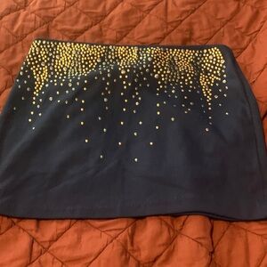 Lush Black Mini Skirt with Gold Details
